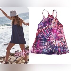 Free People Movement Hot Shot Mini Romper size XS NEW Blue Indigo Reverse Dye